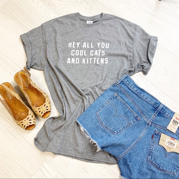 Delta Pro Weight Other - Delta Pro Weight Hey All You Cool Cats And Kittens Graphic T-Shirt Gray Large